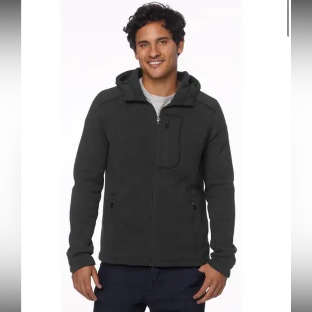Prana Helix Full Zip Fleece Jacket Hoodie Outdoor Hiking Men's Small Charcoal